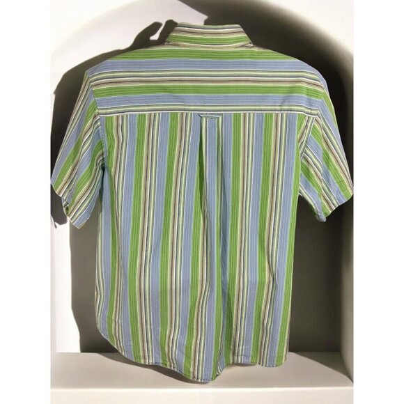 Scandia Woods Mens Green Lightweight Striped Short Sleeve Button Up Shirt XL - Picture 3 of 10